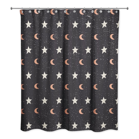 Moon & Stars Pattern Shower Curtain